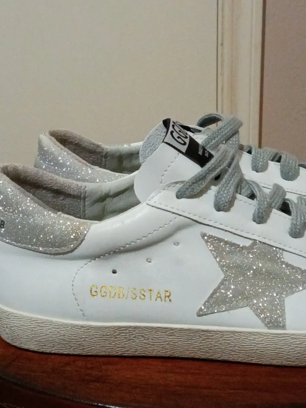 Golden Goose Women's Superstar White Leather Glitter Star Low Top Sneakers 39 - Picture 6 of 15